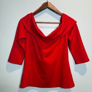 Anthropologie Poppy Red Off Shoulder Top Women's Size Large NWT